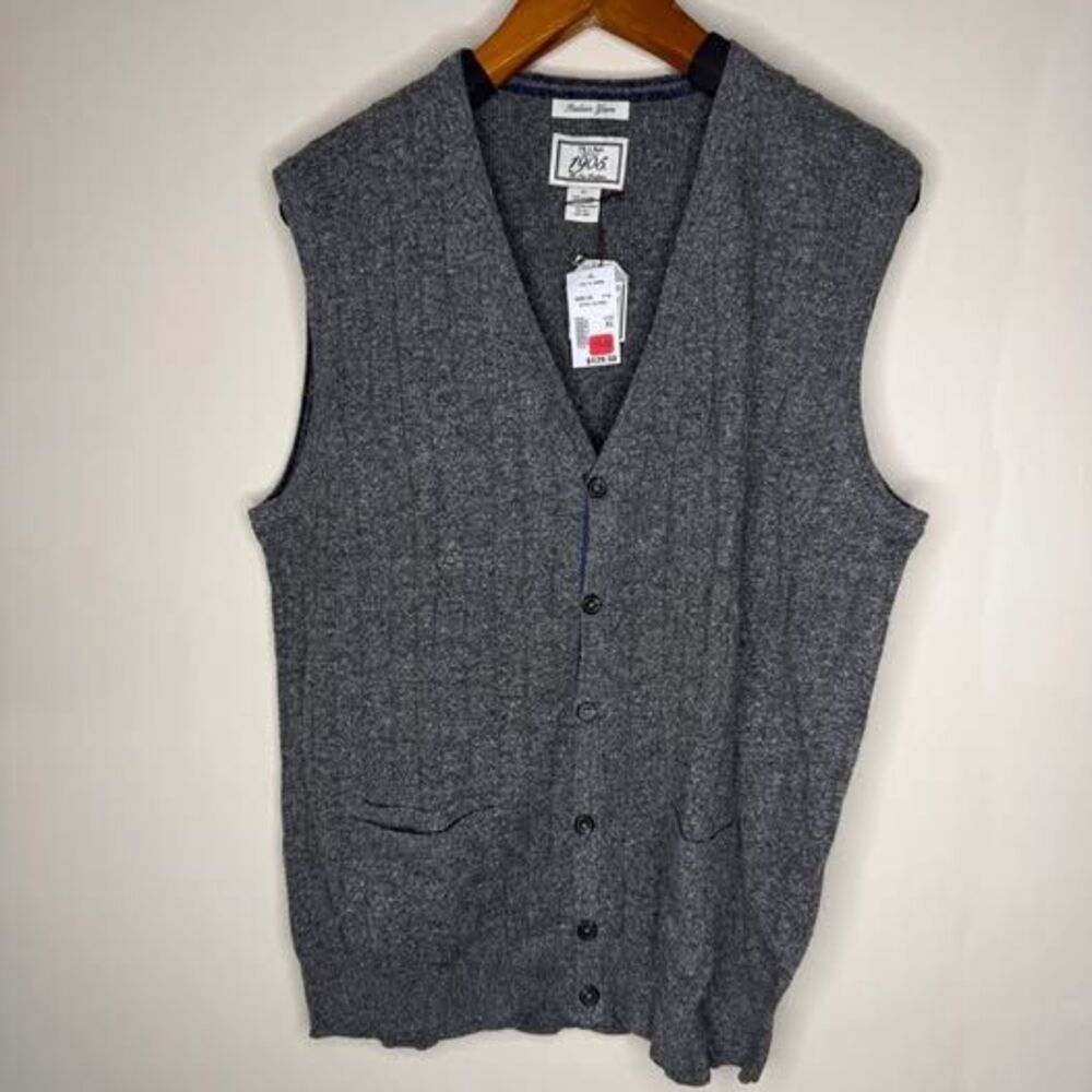 JOS A BANK 1905 Italian Yarn Vest XL Gray